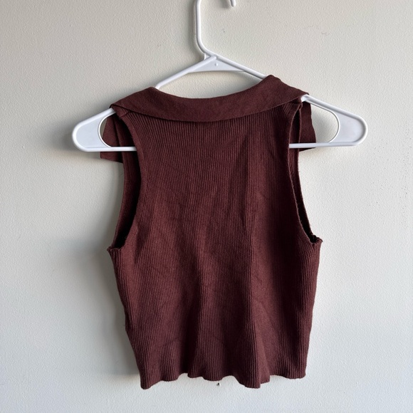 Sincerely Jules Chocolate Brown Collared Tank Top - Picture 3 of 3